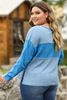 Immagine di CURVY GIRL SKY BLUE KNIT PATCHWORK DROP SHOULDER TOP